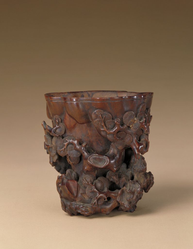 图片[1]-Chenxiang wood carving brush holder of pine, bamboo and plum-China Archive